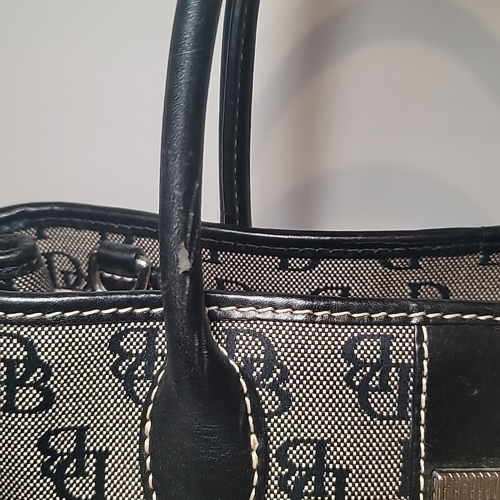 DOONEY & BOURKE Gray and Black Silver Buckle Signature Satchel Purse - Picture 7 of 9